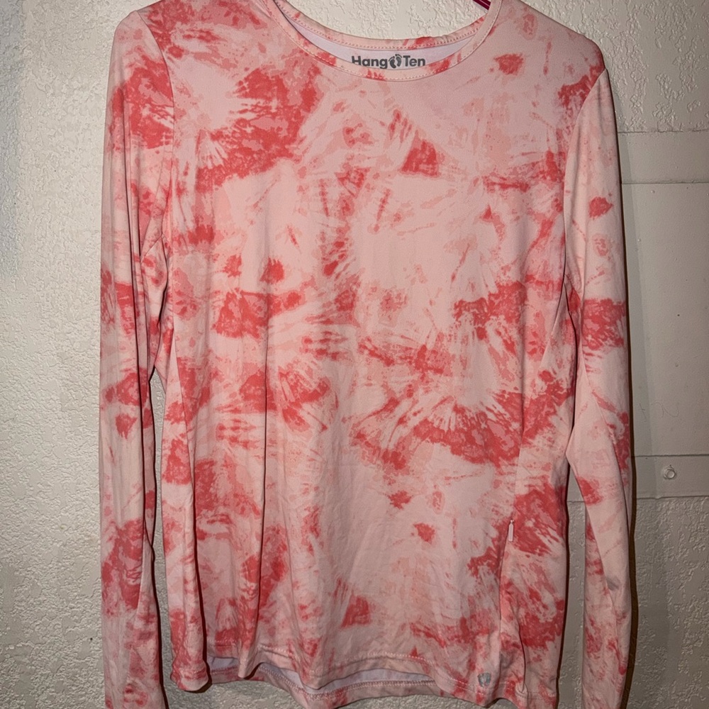 Hang Ten Women's Coral Pink Tie-Dye Long Sleeve Tee